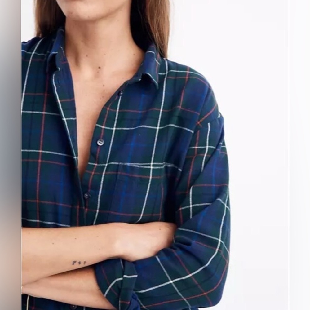 Madewell ex-boyfriend button down in Ontario plaid, XS